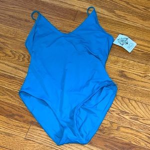 &Becca One Piece Teal Aqua Bathing Suit Sz L NWT